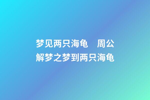 梦见两只海龟　周公解梦之梦到两只海龟